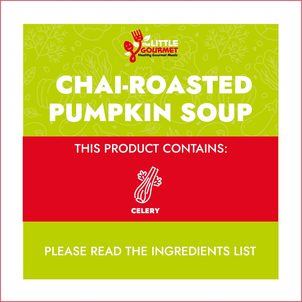 Allergen information for Chai-Roasted Pumpkin Soup with ingredients and allergen information.