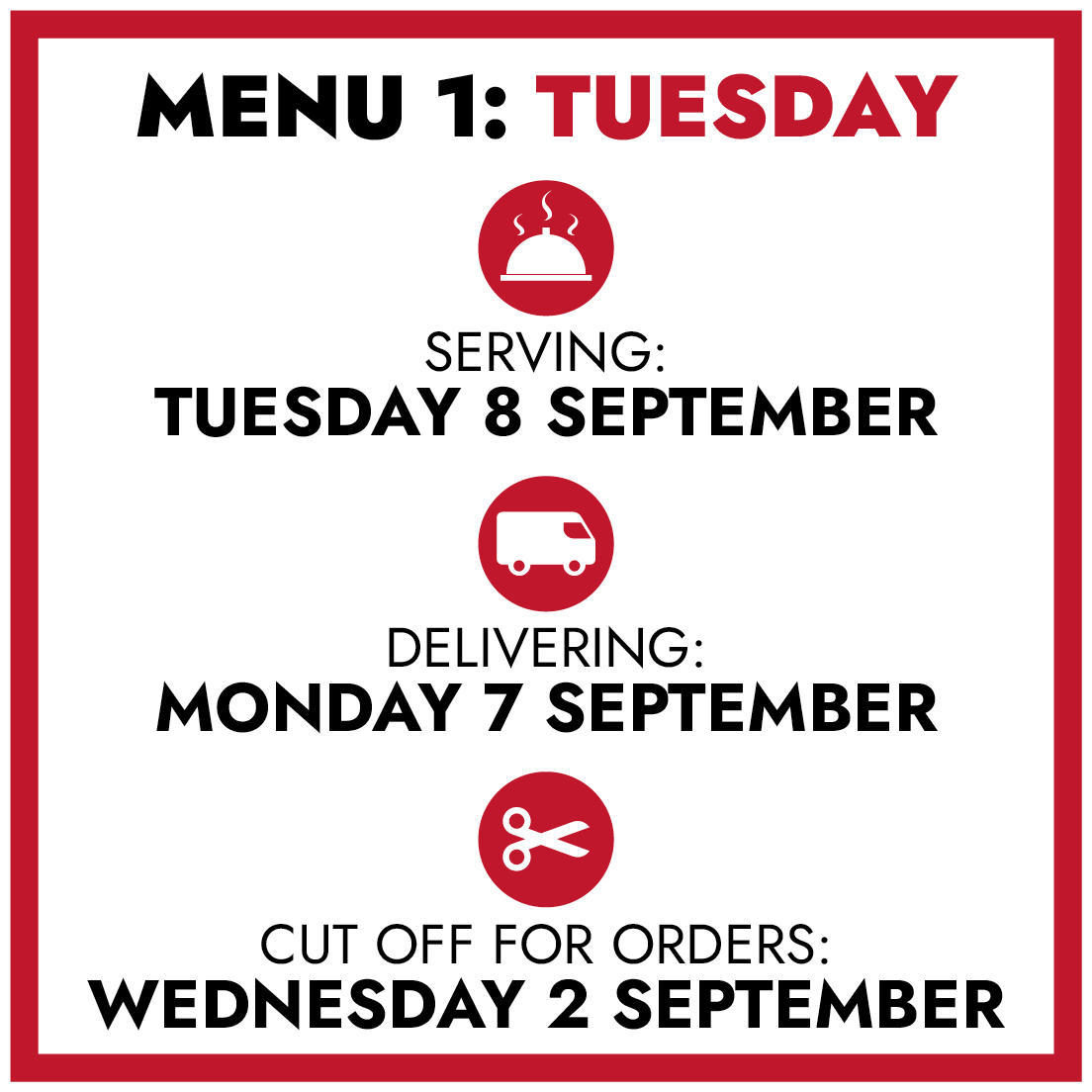 MENU 1: Tuesday