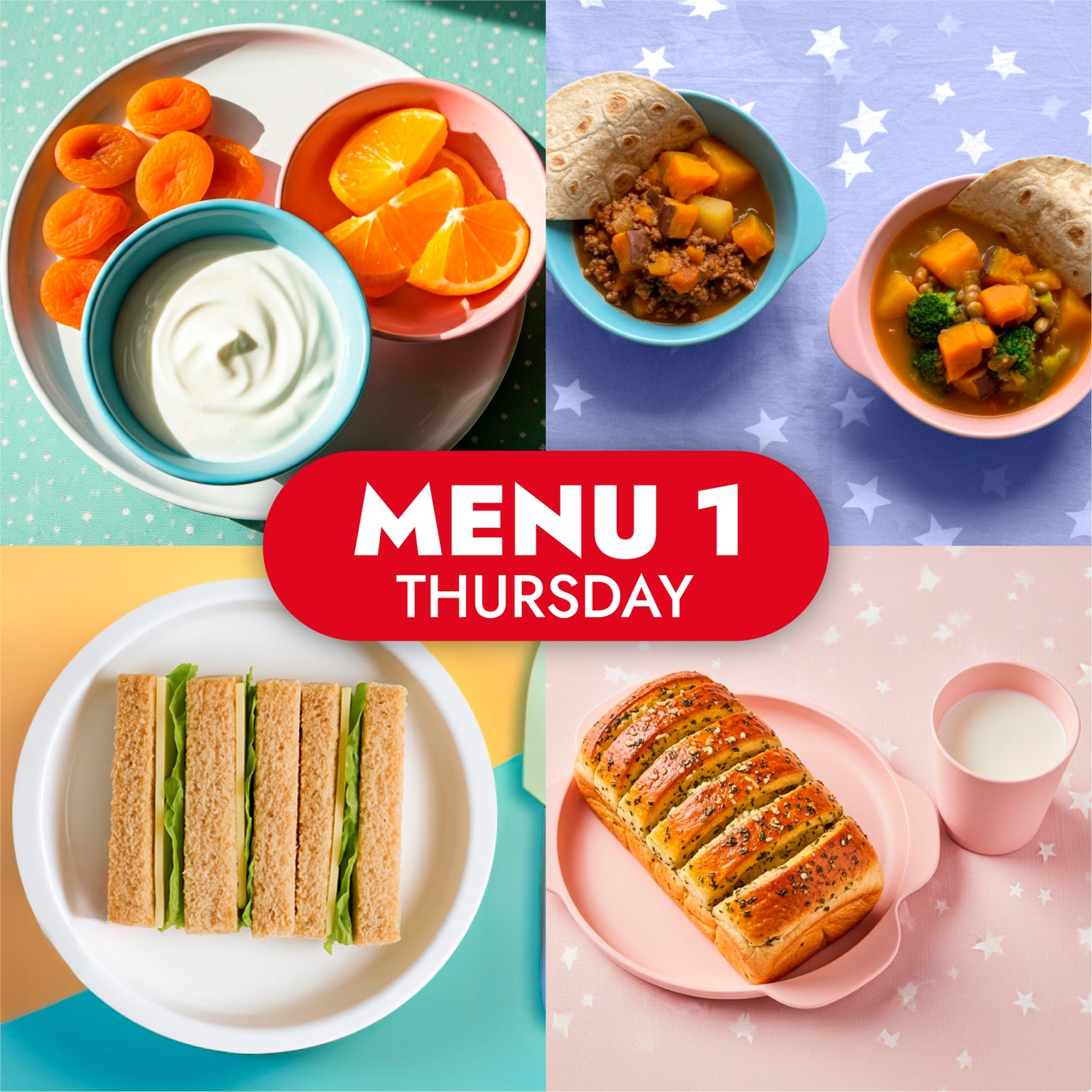 The Little Gourmet Menu 1, childcare meals for Thursday