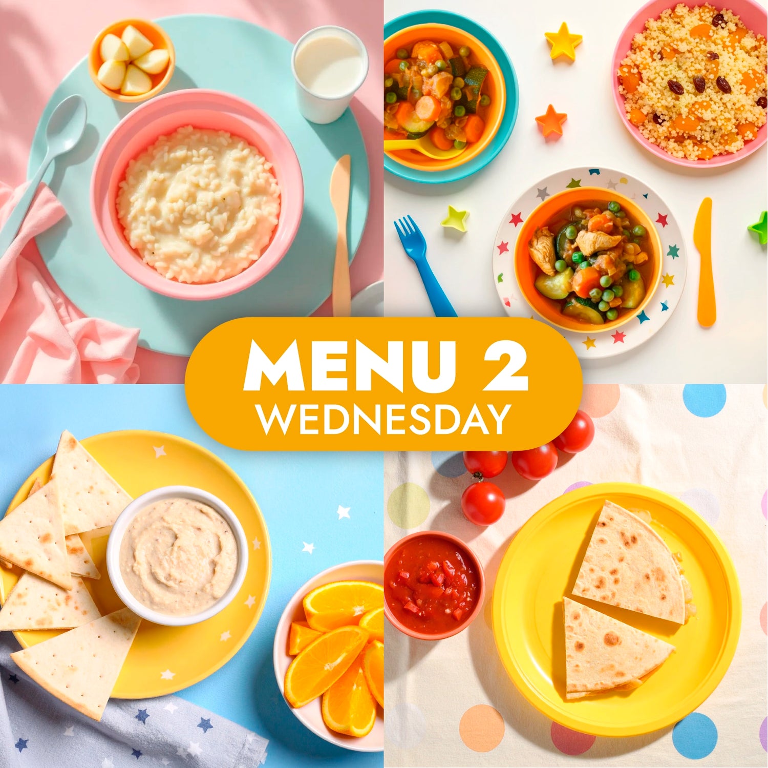 The Little Gourmet Menu 2, childcare meals for Wednesday