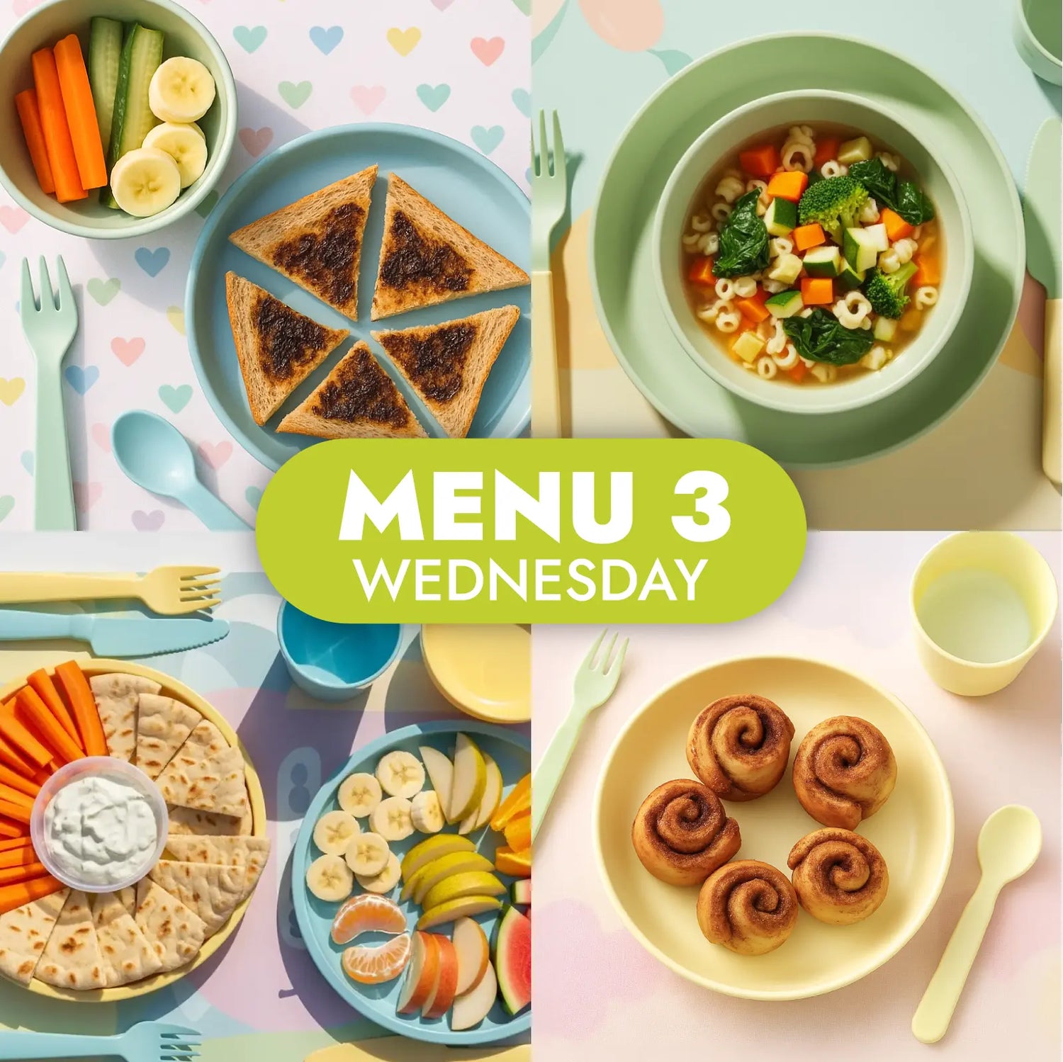 The Little Gourmet Menu 3, childcare meals for Wednesday