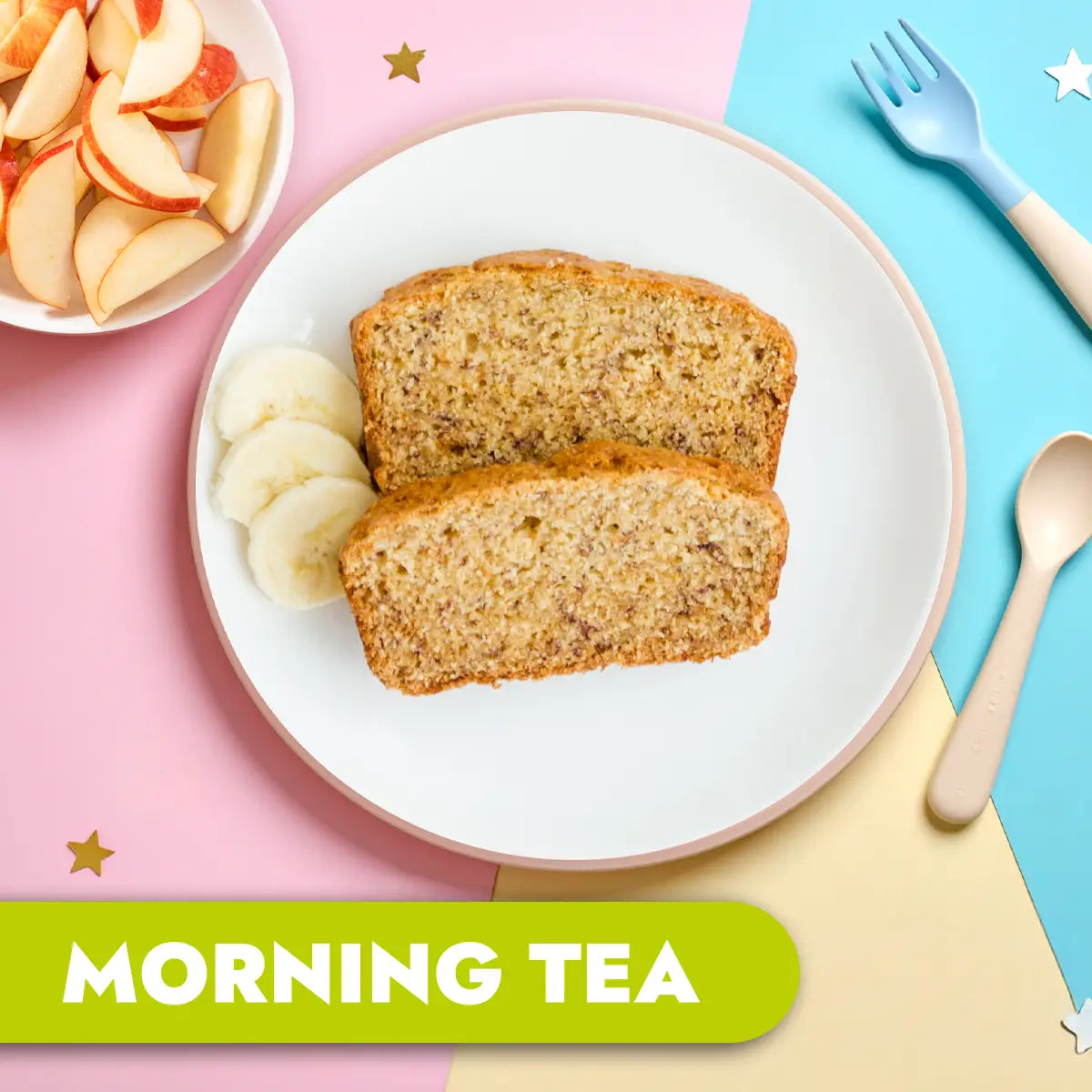 The Little Gourmet Childcare Menu 4 - Friday, morning tea yoghurt and banana slice with fresh fruit.