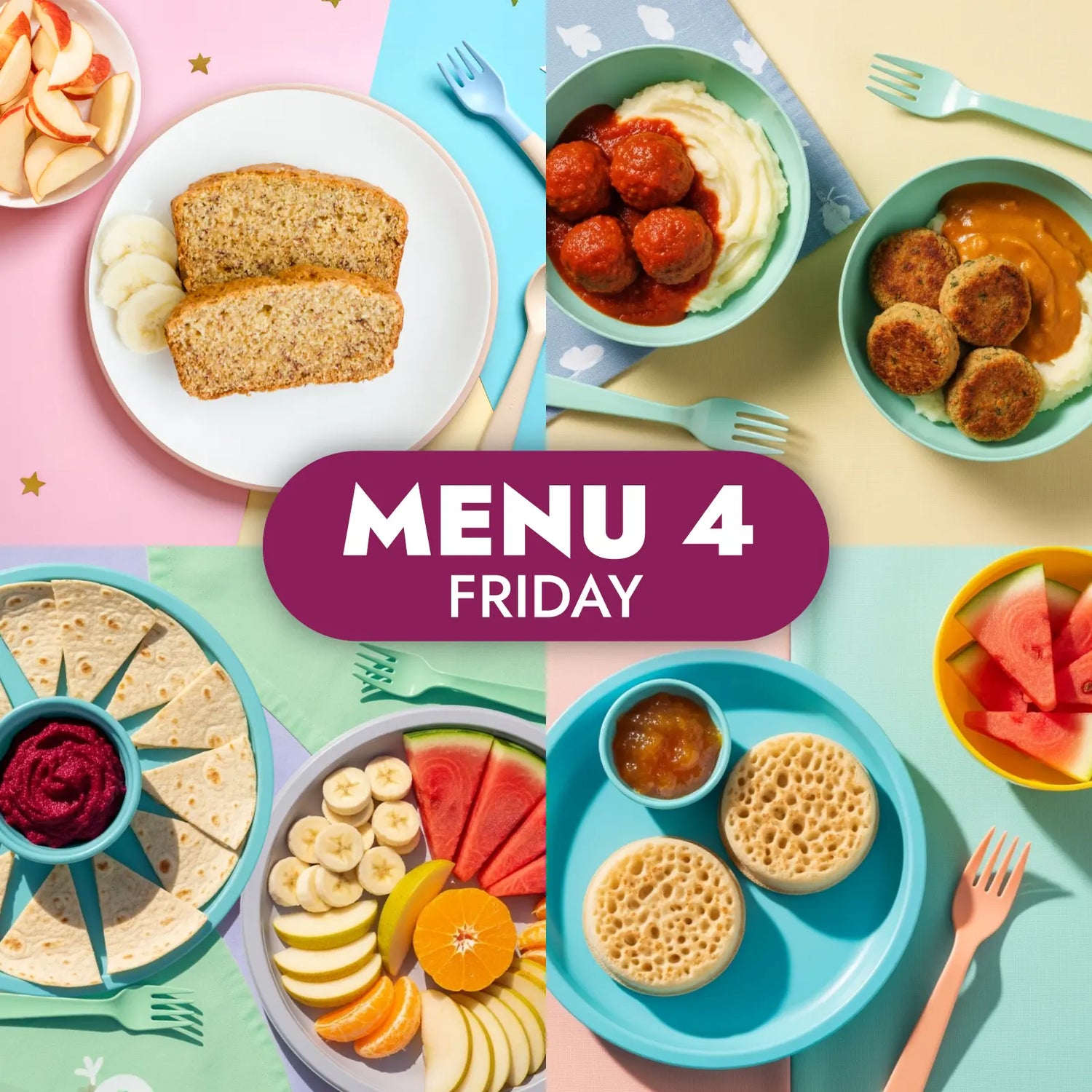 The Little Gourmet Menu 4, childcare meals for Friday