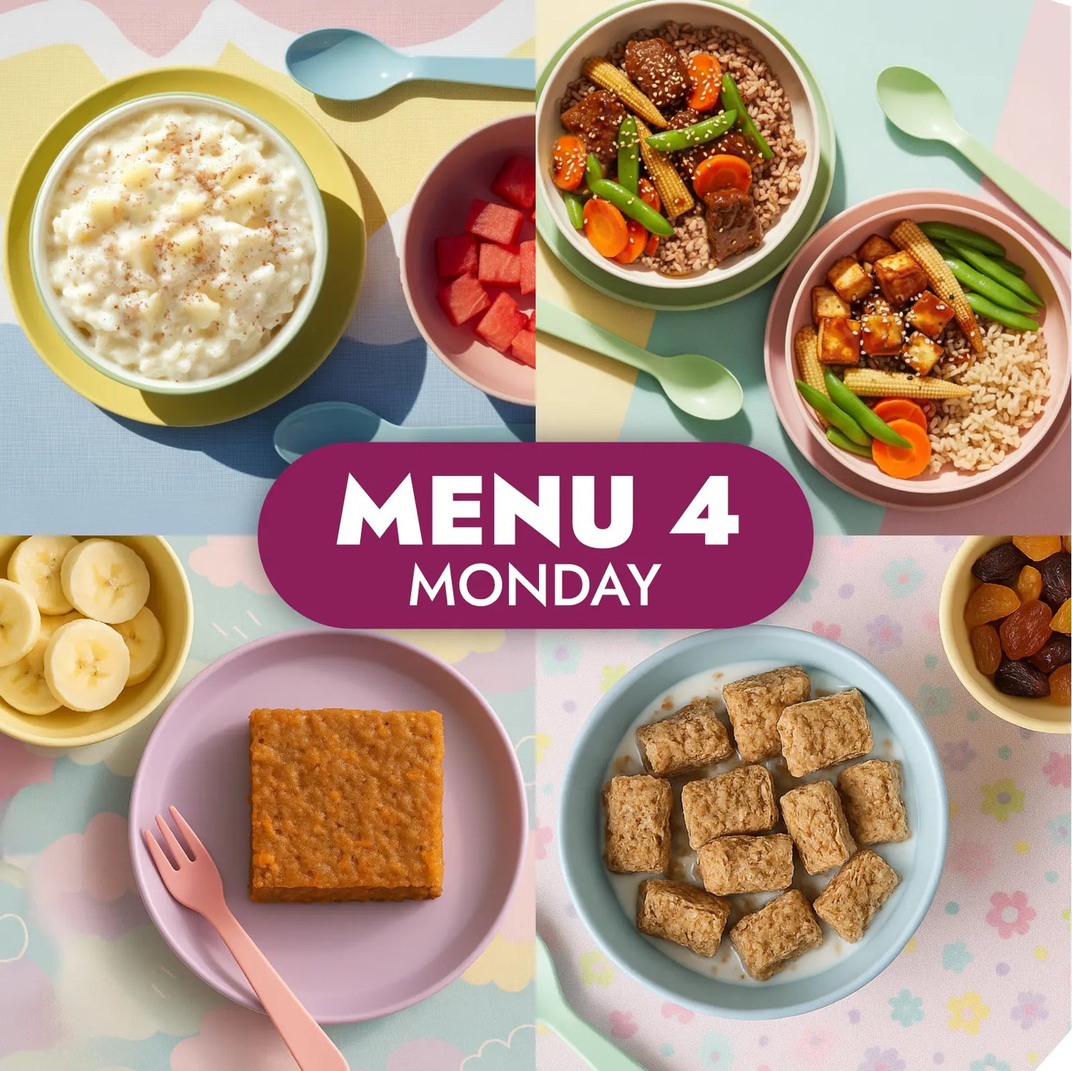 The Little Gourmet Menu 4, childcare meals for Monday