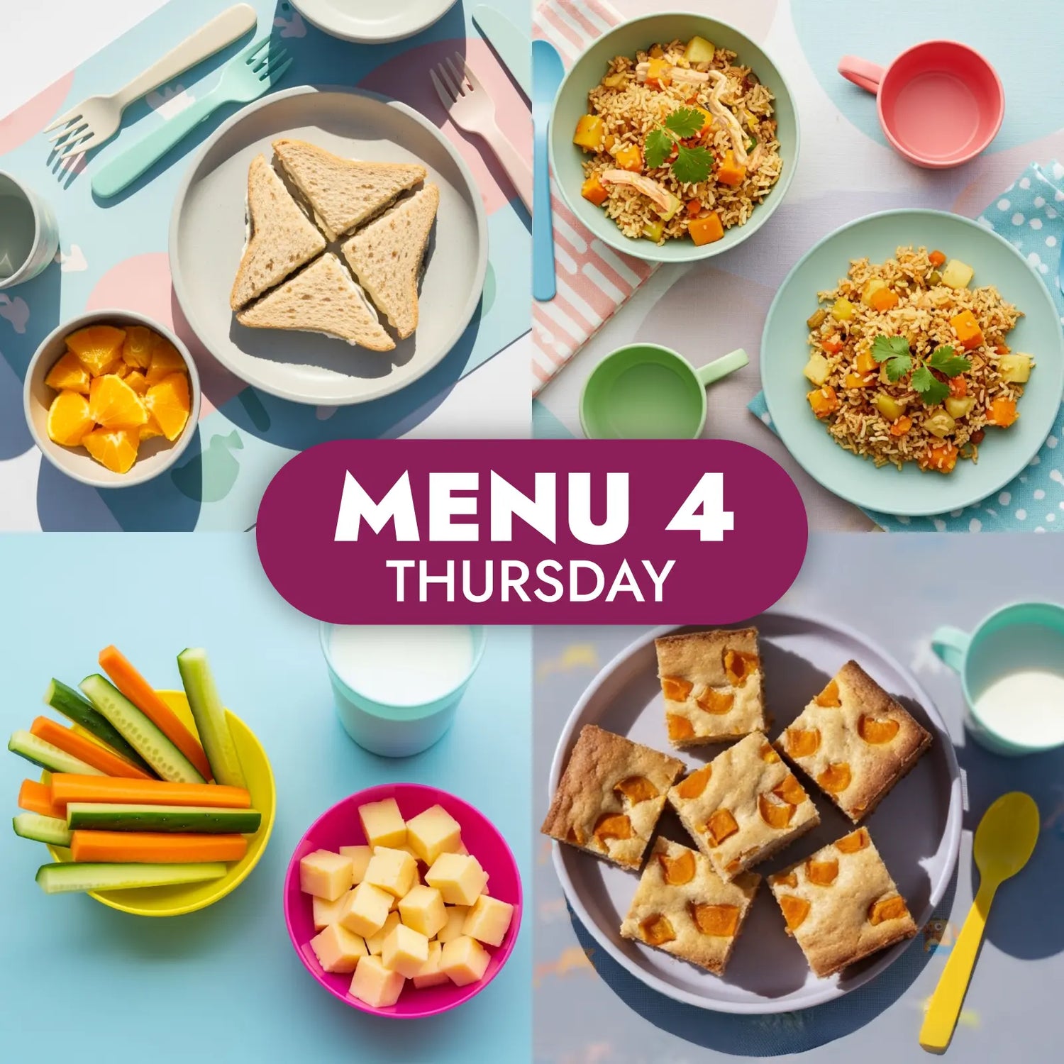 The Little Gourmet Menu 4, childcare meals for Thursday