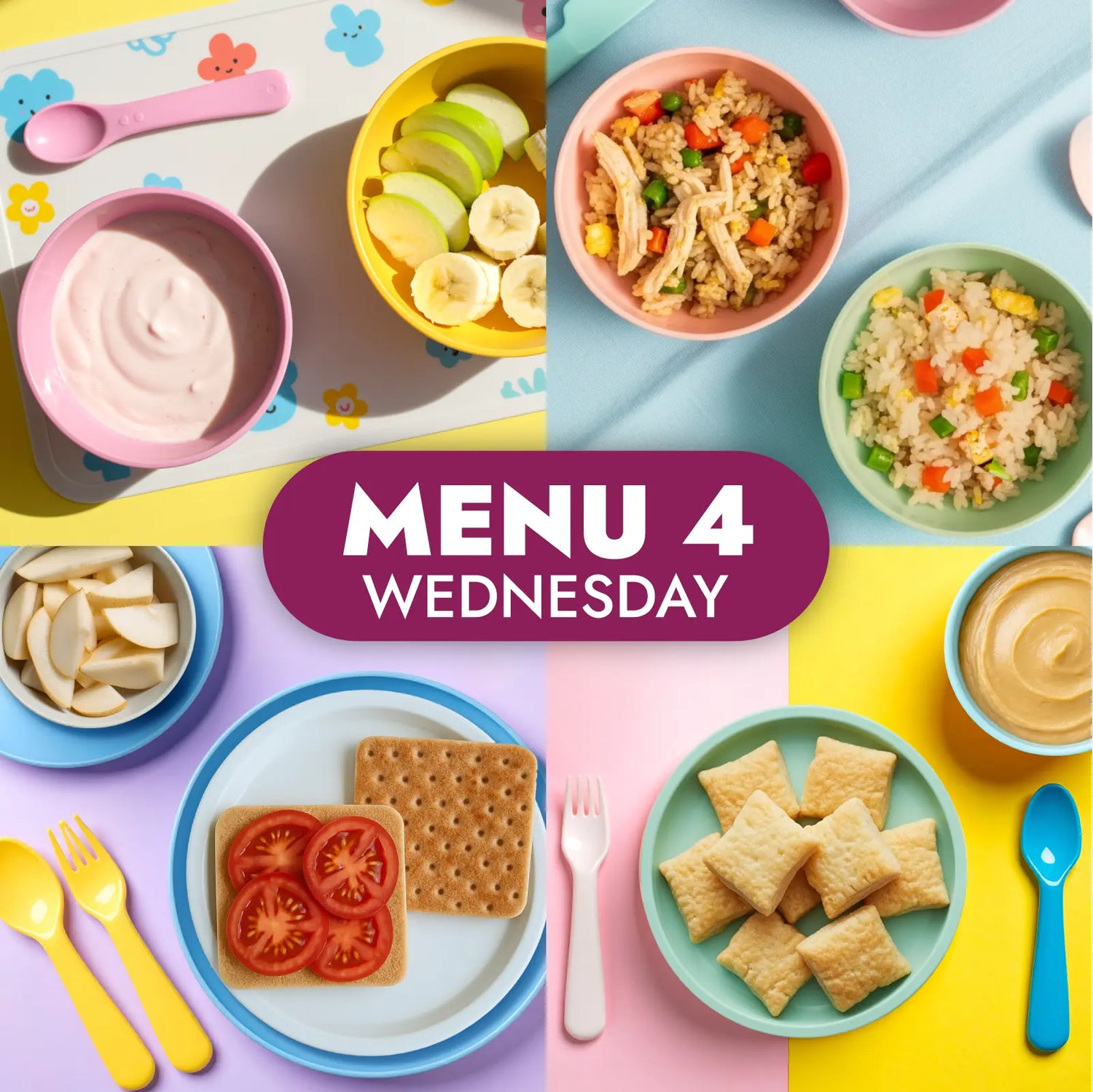The Little Gourmet Menu 4, childcare meals for Wednesday